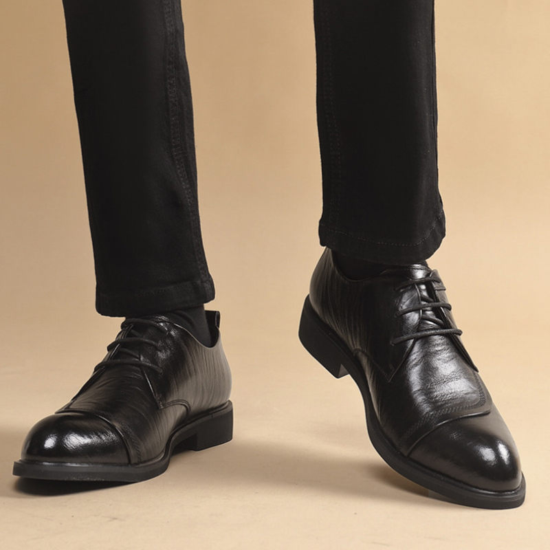Men Formal Party Wear Dress - Metal Perçin Detaylı Bağcıklı Deri Oxford