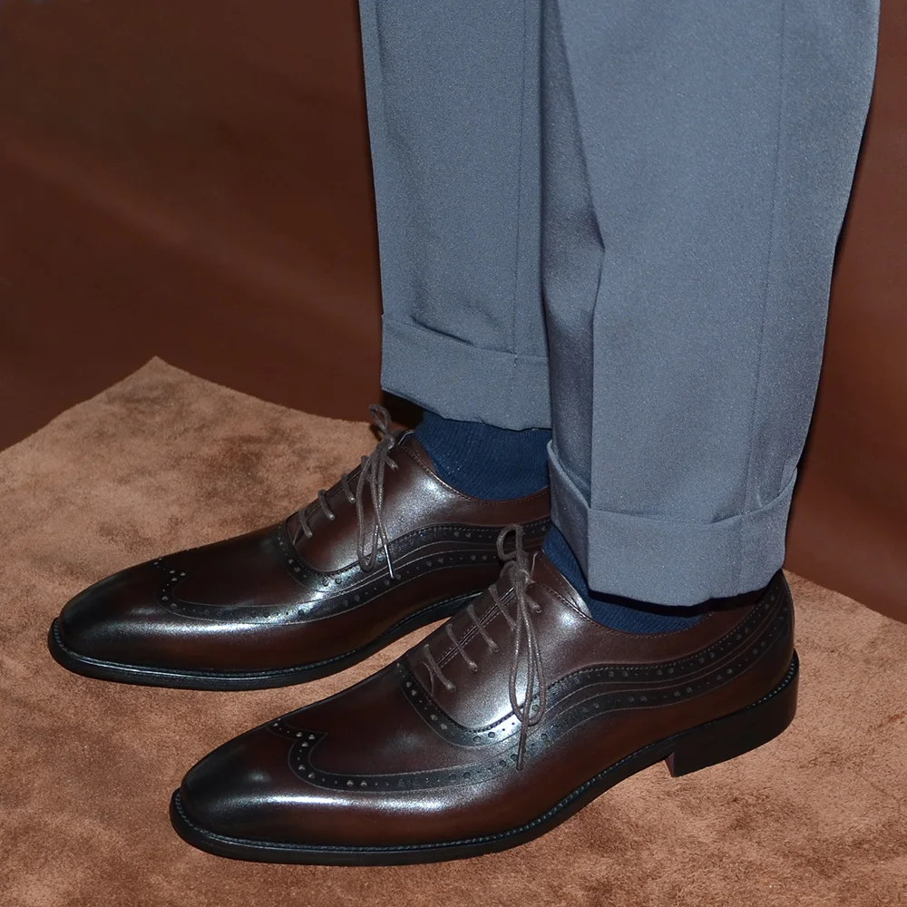 Lüks Erkek Kanat Ucu Oxford El - Men Formal Wear Brown incelemesi ve fiyatı